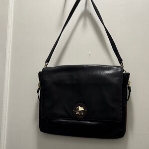 Kate Spade Black Leather Bag with Gold Accent
